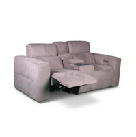 Canapé inclinable électrique 2 places en tissu microfibre, avec console centrale, chargeur sans fil et porte-gobelets