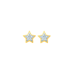 Fashion <b>Stud</b> <b>Earrings</b> Gold Plated 316L Stainless Steel Square <b>Crystal</b> Star Shape - Product Image 2