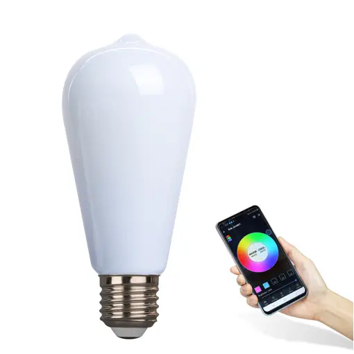 Led Bulb Price Dimmable RGB Changing Remote Control Wifi Smart ST64 4w 6w 8w Pearl Led Filament Lighting Bulb E27 B22