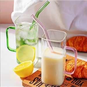 Vaso Cuadrado Ecológico de Vidrio con Asa, de Borosilicato, Resistente al Calor, Transparente, para Agua, Leche, Jugo, Botella de Agua - Product Image 5