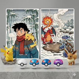 DL Pokémon Stile Ukiyo-e Tavola Artistica in Acrilico Anime Giapponese Pikachu Shikishi Decorazione Murale da Collezione Regalo per Fan Casa Ufficio - Product Image 1