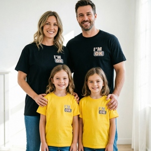 Magliette estive abbinate per la famiglia <span class=keywords><strong>con</strong></span> scritta I'M OK, vestibilità ampia, per uomo, donna e bambino - Product Image 5