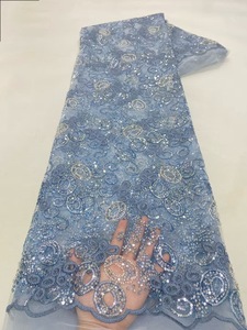 NI.AI nuovo stile annulla la sequenza ricamata tessuto materiale di abbigliamento tessuto con perline in pizzo tessuto con perle - Product Image 4