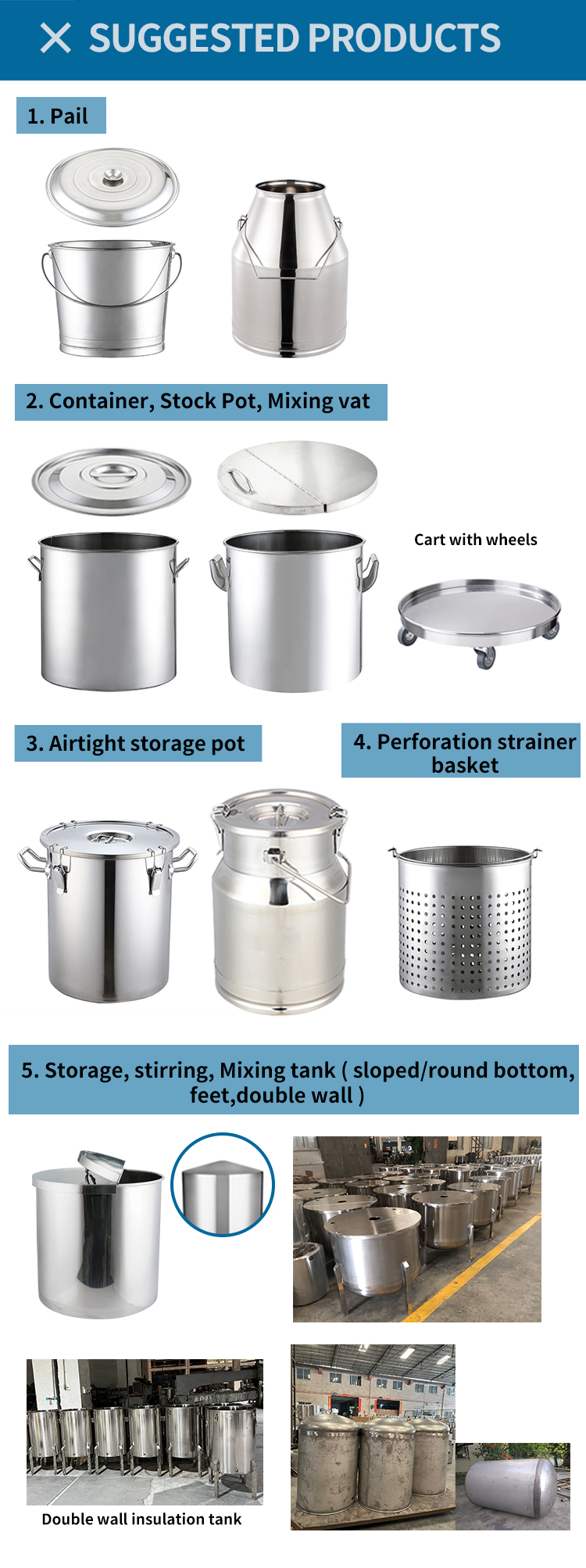 Bộ Cặp Máy Trộn Thùng Chứa Bằng Thép Không Gỉ Nồi Trộn Vat