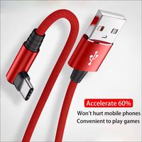Penjualan laris kabel Data siku 90 derajat nilon USB Tipe C kabel pengisi daya ponsel kabel pengisi daya sudut kanan cepat