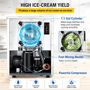 Machine à glace dure professionnelle italienne et coréenne pour gelato et crème glacée, 16-20L/H, 100 cornets par heure - Product Image 2