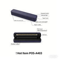 Imprimante thermique sans encre portable sans fil ZJIANG POS-A403S A4, compatible avec Android IOS Ordinateur portable, Noir transparent