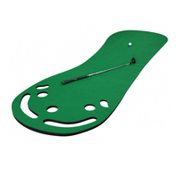 Tapete de Práctica de Golf Portátil para Interiores, Diseño de Forma de Riñón con Doble Orificio, con Putter y Pelota, para Entrenamiento en Casa u Oficina, Ideal para Regalo
