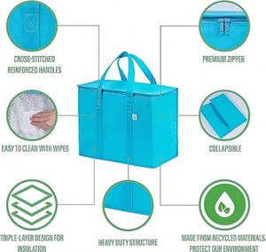 Sacs isothermes personnalisés en non-tissé, imprimés, portables, imperméables, grands, pour vin, poisson, bière, plage, déjeuner, en PP non-tissé - Product Image 2