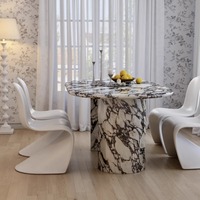 Table et chaises de salle à manger de style italien en marbre épaissi, rétro, pour petit appartement, meubles de salon personnalisés de luxe léger