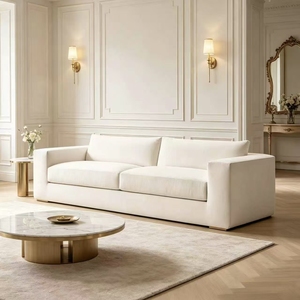 Canapé en tissu de lin blanc de luxe personnalisé Rhoohill, canapé rétro pour salon de villa, mobilier moderne pour salon, ensemble de canapés - Product Image 1