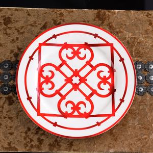 Vente en gros de services de table et assiettes en porcelaine fine, motif découpé en papier rouge, style Europe occidentale, 8/10 pouces, pour la décoration de luxe de la maison - Product Image 4