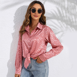 Großhandel Mode Europäische und Amerikanische Einfarbige Damen bluse Plus Size Damen bekleidung Langarm hemden - Product Image 1