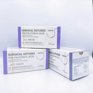 OEM tek kullanımlık cerrahi steril <span class=keywords><strong>Needle</strong></span> poliglikolik asit sentetik örgülü emici iğne 75cm naylon sıcak satış amerika - Product Image 4