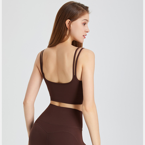 Top Deportivo Corto para Mujer al por Mayor con Doble Tirante Fino, Espalda Descubierta, Cuello Redondo, Sin Mangas, para Pilates, Correr y Fitness - Product Image 2