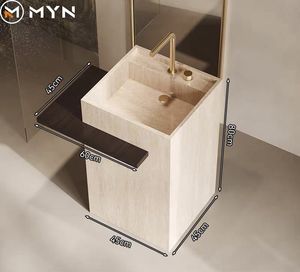 Vente en gros Piédestal en pierre frittée Lavabo en marbre pour salle de bain Lavabo Lavabo Lavabo - Product Image 4