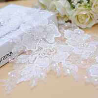 Nouvelle conception de luxe 3d maille de fleur colorée broderie strass dentelle perlée Applique bricolage dentelle garniture de tissu avec paillettes