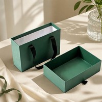 Grüne Schubladen-Geschenkbox mit Bandgriff, Karton-Schiebeverpackung, individuelles Logo für Einzelhandel und Großhandel