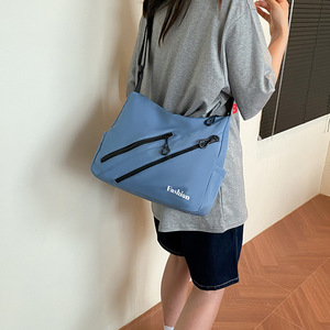 Crossbody Bag Horizontal Square Double Zipper Large Capacity Durable Nylon Women's Messenger Bag Everyday Outfits - Product Image 1