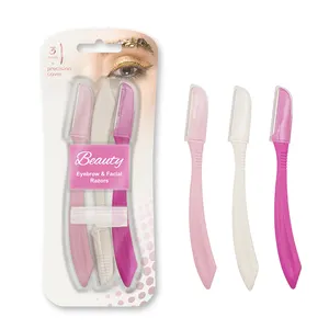  Toptan popüler tasarım kadınlar yüz saç çıkarıcı kaş şekillendirici tıraş bıçağı plastik sap kaş razor
