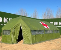 Tente de campagne militaire d'occasion de couleur vert armée, robuste, légère, déployable, à montage rapide