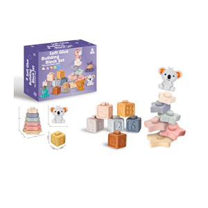 Divertente Montessori educazione precoce giocattolo Set Unisex Silicone quadrato pila torre per la dentizione e la masticazione per <span class=keywords><strong>2</strong></span>-4 anni - Product Image 1