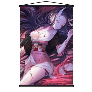 Affiche en tissu personnalisée impression couleur Anime défilement mural bannière suspendue