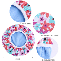 Chapeau de bain double couche imperméable EVA Accessoires de serviette 2 en 1 Bonnet en microfibre Bonnet de douche sèche-linge