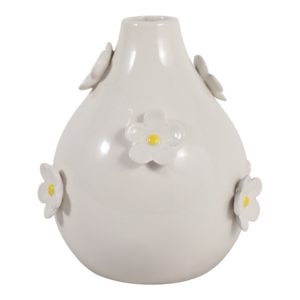 Vaso in Ceramica a Goccia con Dettagli Floreali in Rilievo per Soggiorno, Vaso Decorativo Boho per Fiori, Esposizione Domestica - Product Image 1