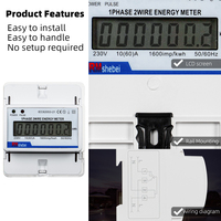 Medidor Eléctrico Monofásico de Cristal Líquido RMshebei 4P, Medidor de CA Multifunción con Pantalla LCD, Instalación en Riel DIN, RS485