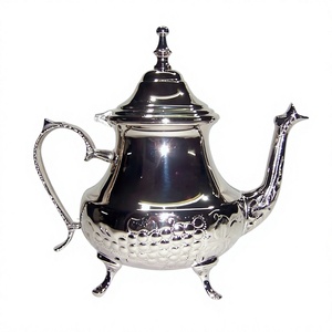 Elegant Single Tone Brass Moroccan <b>Tea</b> Server Unique Embossed Footed Eco-Friendly Portable Durable Kitchen Centerpiece - Product Image 1