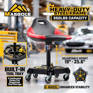 Siège de garage industriel robuste pour atelier, capacité 350 lb, tabouret de mécanicien pivotant à 360° avec plateau à outils, <span class=keywords><strong>prix</strong></span> usine, OEM personnalisé - Product Image 5