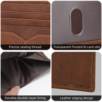 Dompet Kulit Sapi Asli Napa Berkualitas Tinggi 100% Warna Hitam Coklat, Set Dompet Hadiah untuk Pria (Sistem Dropship)
