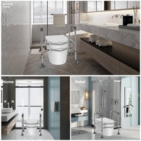 Barre d'appui WC sans perçage pour personnes âgées, surface antidérapante, capacité 150 kg, dossier anti-rouille pour l'aide aux personnes âgées