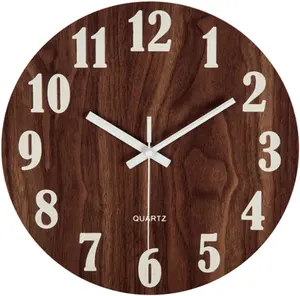 Кварцевые круглые креативные деревянные лунные Светящиеся Настенные часы 30 см