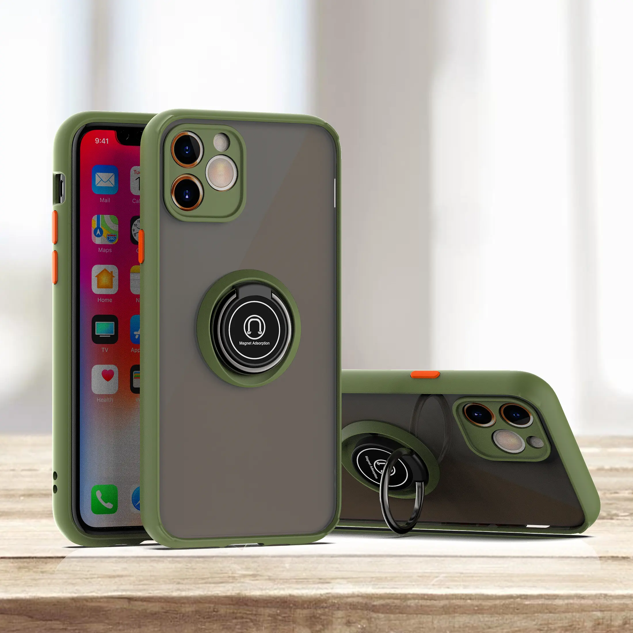 ฝาครอบด้านหลังใสป้องกันลายนิ้วมือพร้อมแหวนสำหรับ iPhone 11เคสโทรศัพท์