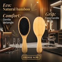 Brosse à cheveux en bois de bambou à poils de sanglier, logo personnalisé, antistatique, coussin d'air, peigne de salon, vente en gros