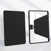 Honor Tablet 9 2024 Housse de protection en silicone TPU transparente ultra-mince avec coque arrière rotative en acrylique Fente pour stylo Couleur noire