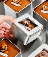 Tiramisu Mousse Gâteau Dessert Emballage Boîte en fer blanc Bocal carré de qualité alimentaire recyclable durable pour chips de pommes de terre Sushi