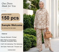 Ensemble décontracté deux pièces pour femme, chemise à manches longues boutonnée imprimé animal, pantalon large, Abaya musulmane, vêtements islamiques, vente en gros