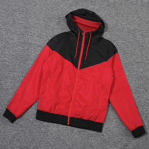 Chaqueta Deportiva Azul con Capucha para Hombre, con Bloques de Color Amarillo y Rojo, Cierre de Cremallera Resistente al Viento, para Entrenamiento al Aire Libre - Product Image 2