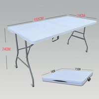 Table pliante en plastique portable, longue et rectangulaire, pour barbecue et réunions de famille