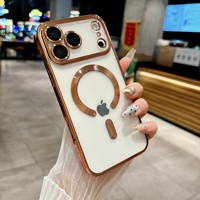 Étui magnétique en TPU, protection intégrale à 360°, placage magnétique, design transparent, grande fenêtre, compatible avec 17