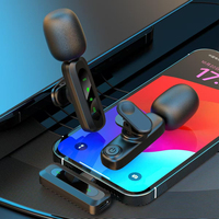 Microphone dynamique sans fil 2.4G portable Lavalier omnidirectionnel 1-émetteur-2-récepteurs avec réverbération et suppression du bruit Type C pour TikTok et podcasts