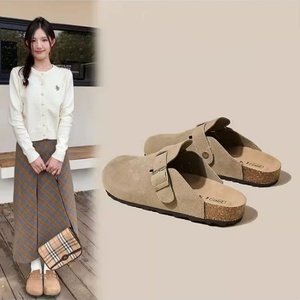Best Quality Outdoor Flat <strong>Mules</strong> <strong>Clog</strong> Birkenstocks Sandal Boston Real Leather Suede Men Women's Foot Bed Solid <strong>Clog</strong> - Product Image 3