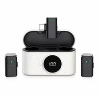 Mikrofon Lavalier Nirkabel AI SX101 Kondensor Mini Clip-on dengan Penerima Tipe C untuk iPhone Android Vlogging Rekaman