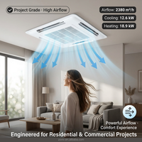 Unité de ventilation à cassette ultra-silencieuse 4 voies, 2 tuyaux, refroidissement par eau, montage caché au plafond, FCU avec télécommande WiFi pour hôtel de luxe