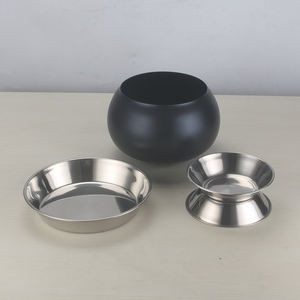 タイスタイルの黒仏教僧侶ボウルフードフルーツ収納サービングステンレス鋼提供ボウル蓋とボウルがパーソナライズされています - Product Image 5
