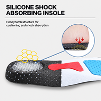 Semelles intérieures de sport unisexes respirantes et absorbant les chocs avec talon en gel alvéolé, support de voûte plantaire 3D en TPU et coque de talon profonde