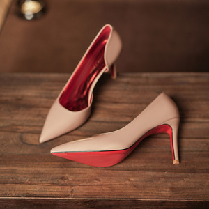 Zapatos de Tacón de Aguja con Punta Sólida 8001F, Tacón de 5cm-8cm, Suela Roja, Charol, Zapatos de Novia, Tendencia de Moda - Product Image 1